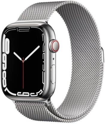 Apple Watch Series 7 GPS + Cellular, 45mm Silver Stainless Steel Case with Silver Milanese Loop   MKJW3HN/A