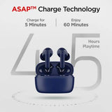 boAt Airdopes 131 PRO with 11mm Drivers,45Hrs Playback,ASAP Charge & Quad Mic ENx Bluetooth Headset  Royal Blue, In the Ear