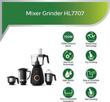 PHILIPS Mixer Grinder with Gear Drive Technology, PowerChop Technology 4 Jars, Black  HL7707/00