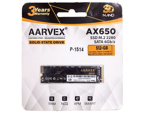 Aarvex SSD 512GB NVME AX650 1514 BROOT COMPUSOFT LLP JAIPUR