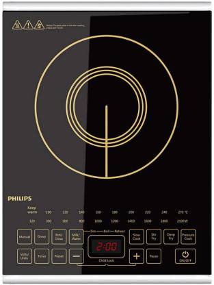 Philips HD4938/01 2100-Watt Glass Induction Cooktop with Sensor Touch Black